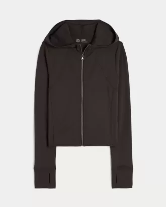Gilly Hicks Active Recharge Hooded Crop Zip-Up Top