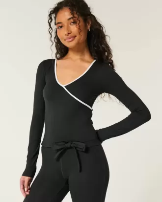Gilly Hicks Active Tipped Wrap Top