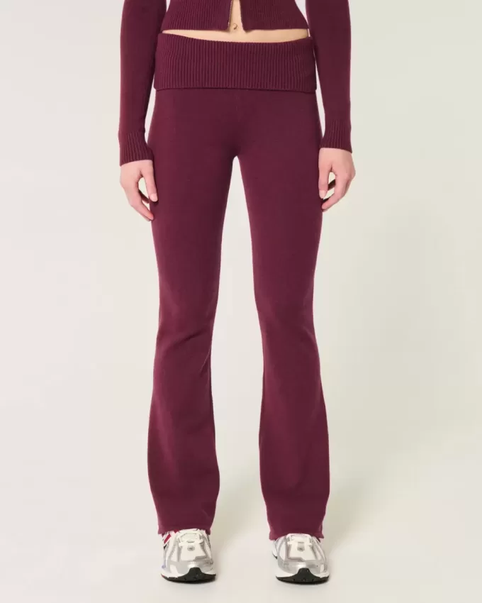 Gilly Hicks Cozy Sweater-Knit Foldover Waist Boot Pants