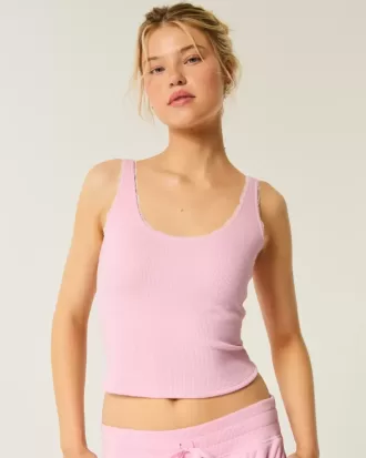 Gilly Hicks Cozy Waffle Lace Trim Tank