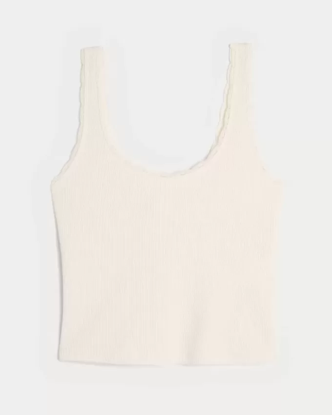 Gilly Hicks Cozy Waffle Lace Trim Tank