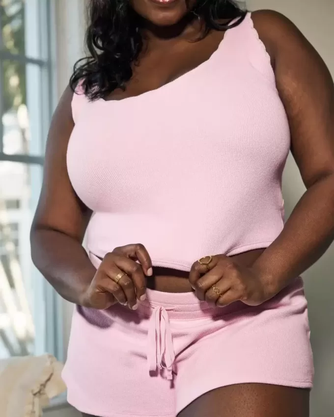 Gilly Hicks Cozy Waffle Lace Trim Tank