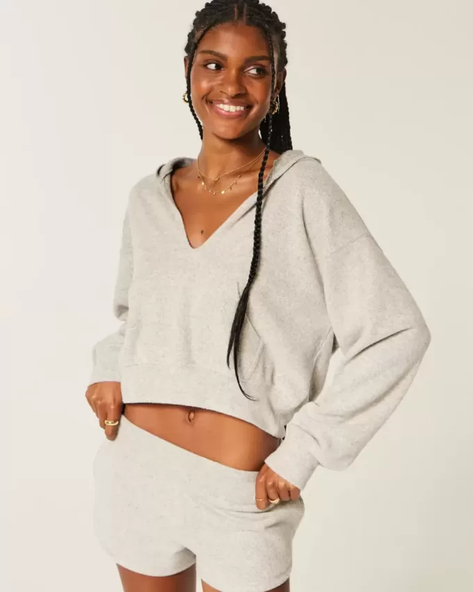 Gilly Hicks Knit V-Neck Hoodie