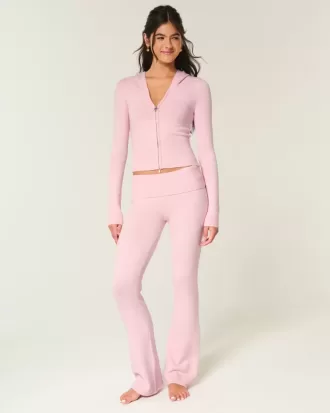 Gilly Hicks Sweater-Knit Foldover Waist Boot Pants