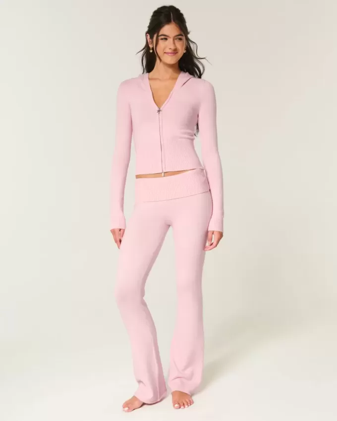 Gilly Hicks Sweater-Knit Foldover Waist Boot Pants