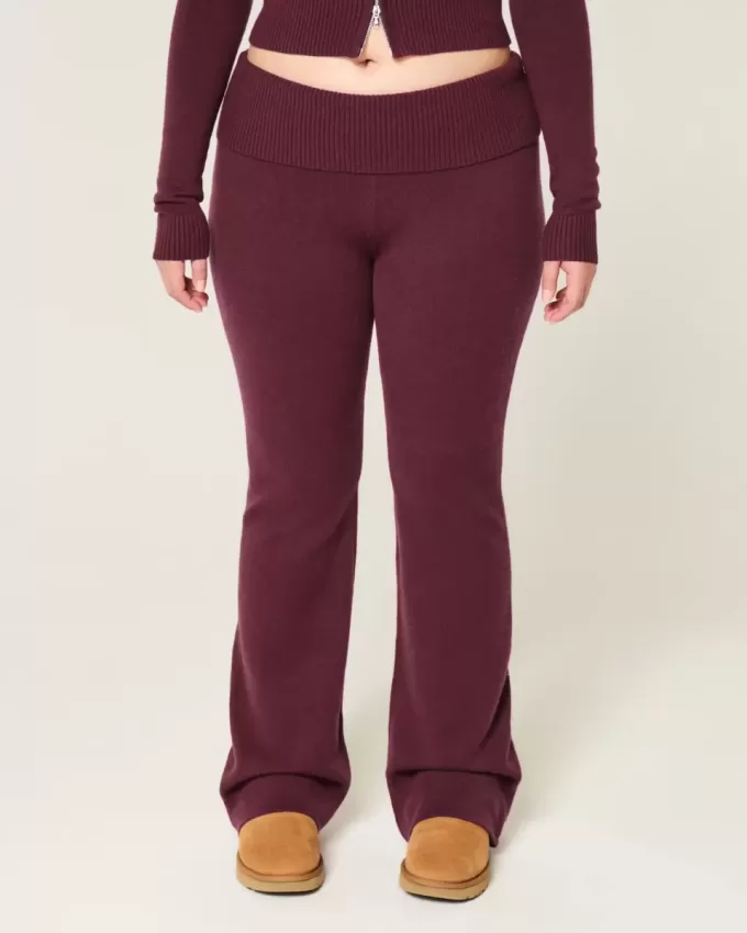Gilly Hicks Sweater-Knit Foldover Waist Boot Pants