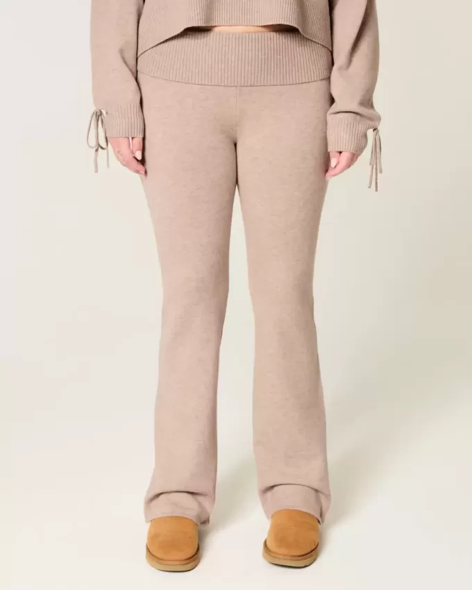 Gilly Hicks Sweater-Knit Foldover Waist Boot Pants