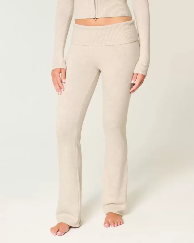 Gilly Hicks Sweater-Knit Foldover Waist Boot Pants