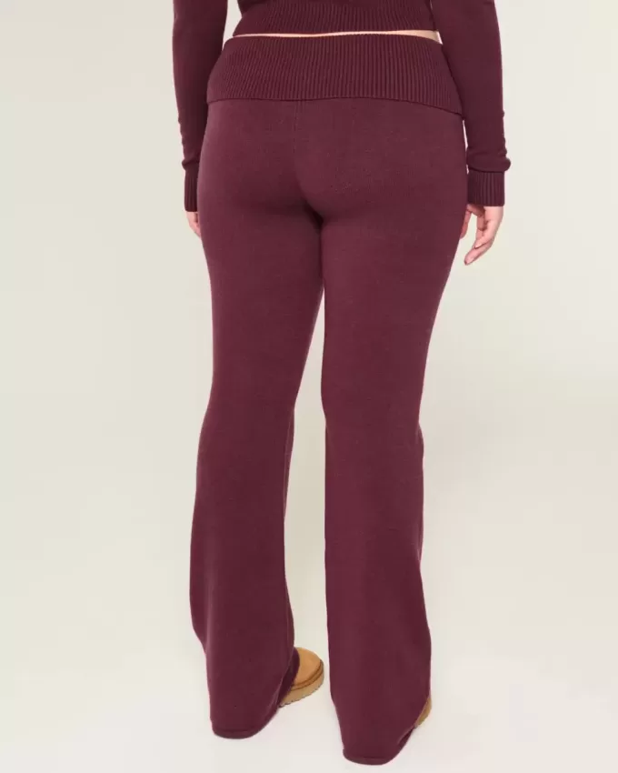 Gilly Hicks Sweater-Knit Foldover Waist Boot Pants