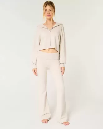 Gilly Hicks Sweater-Knit Foldover Waist Flare Pants