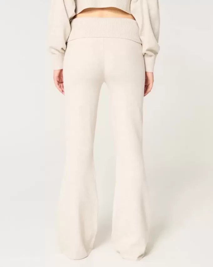 Gilly Hicks Sweater-Knit Foldover Waist Flare Pants