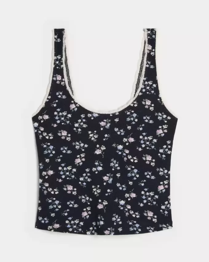 Gilly Hicks Waffle Lace Trim Tank