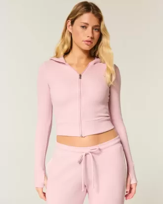 Gilly Hicks Waffle Zip-Up Hoodie