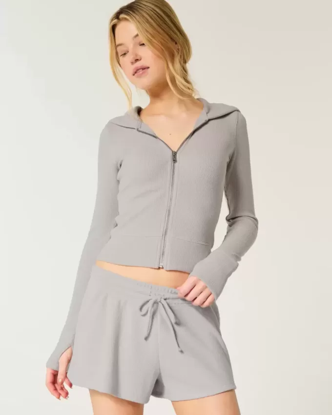 Gilly Hicks Waffle Zip-Up Hoodie