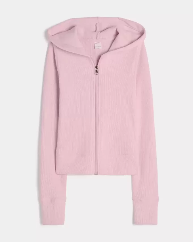 Gilly Hicks Waffle Zip-Up Hoodie