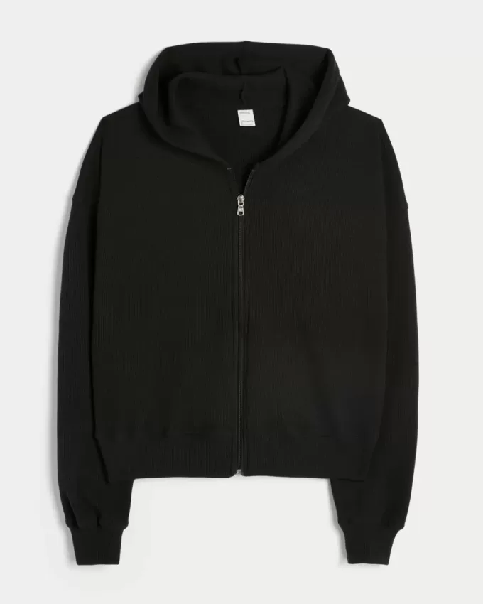 Gilly Hicks Zip-Up Waffle Hoodie