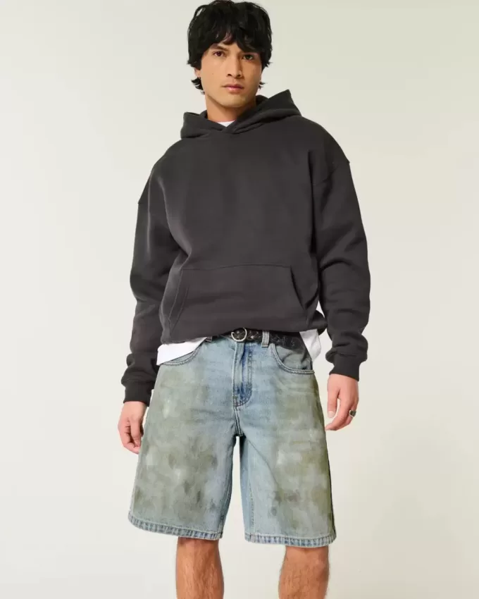 Greased Baggy Jean Shorts