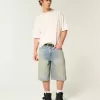 Greased Medium Wash Super Baggy Denim Shorts