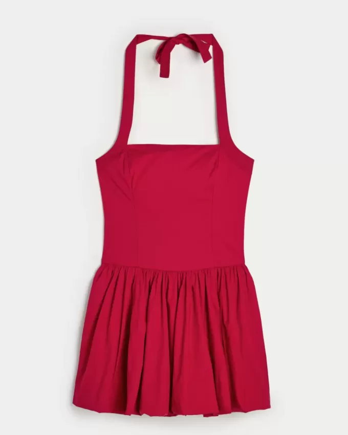 Halter Mini Bubble Skort Dress