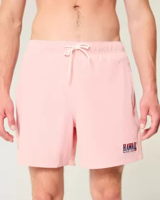 Hawaii Graphic Mid-Thigh Volley Swim Trunks