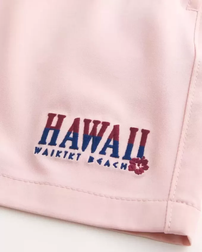 Hawaii Graphic Mid-Thigh Volley Swim Trunks