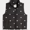 Heart Pattern Puffer Vest