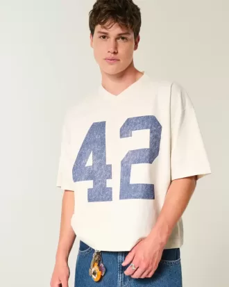 Heavyweight Baggy Crop Varsity Graphic Football Tee