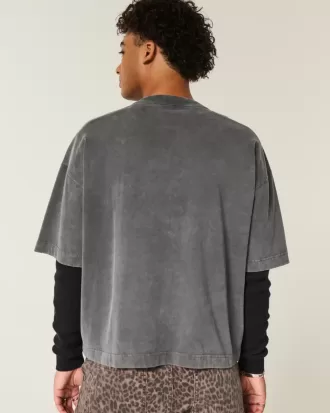 Heavyweight Baggy Crop Varsity Graphic Football Tee