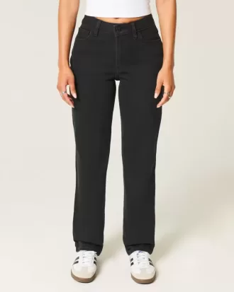 High-Rise Black Straight Jeans