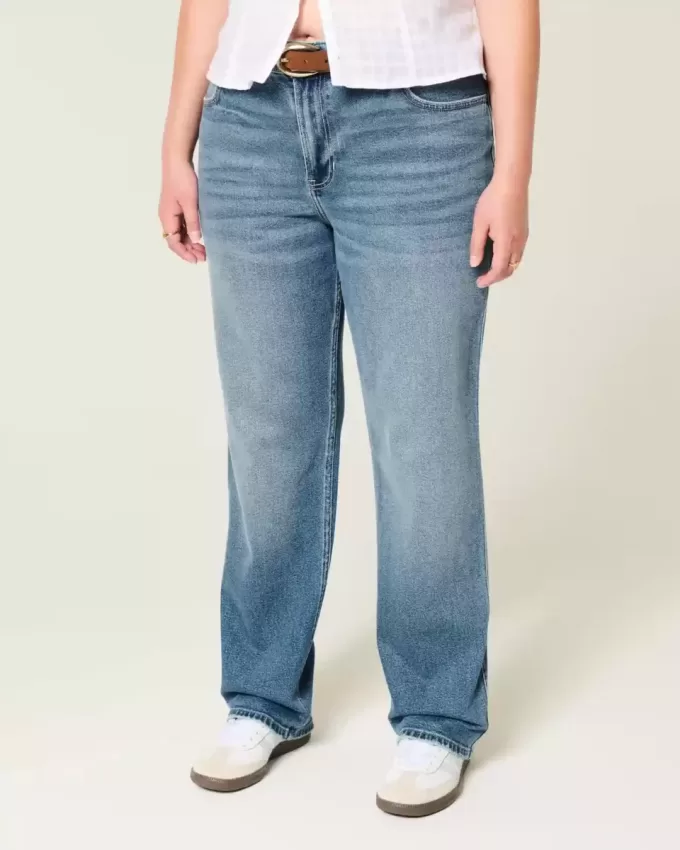 High-Rise Dark Wash Straight Jeans