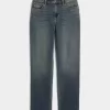 High-Rise Dark Wash Straight Jeans