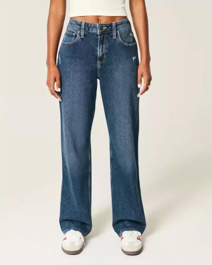 High-Rise Distressed Dad Jeans