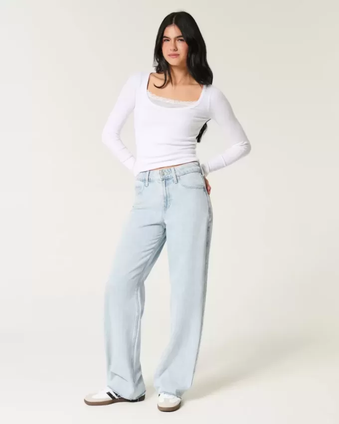 High-Rise Light Wash Baggy Jeans
