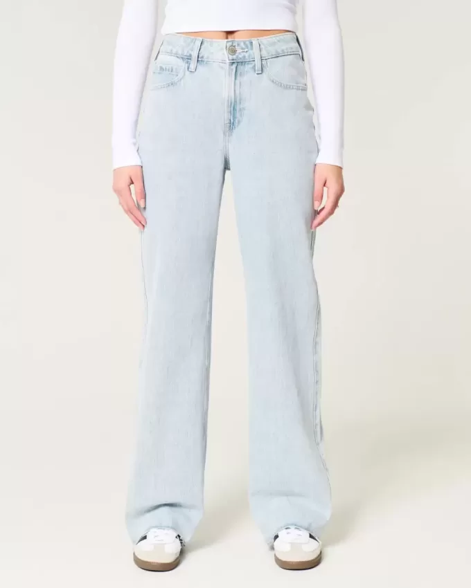 High-Rise Light Wash Baggy Jeans