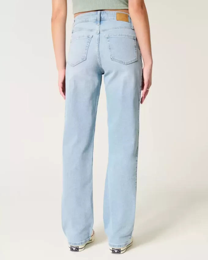 High-Rise Light Wash Dad Jeans