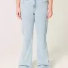 High-Rise Light Wash Heart Embroidered Flare Jeans