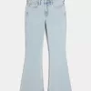 High-Rise Light Wash Heart Embroidered Flare Jeans