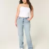 High-Rise Light Wash Straight Jeans