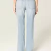 High-Rise Light Wash Straight Jeans