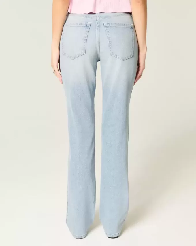 High-Rise Light Wash Straight Jeans