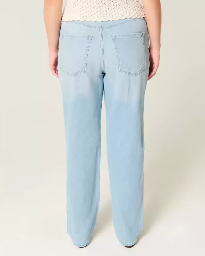 High-Rise Light Wash Straight Jeans