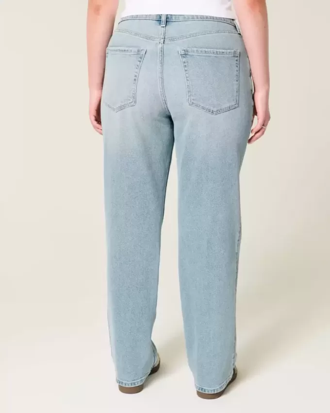 High-Rise Light Wash Straight Jeans