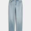 High-Rise Light Wash Straight Jeans
