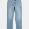 High-Rise Light Wash Straight Jeans