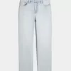 High-Rise Light Wash Straight Jeans