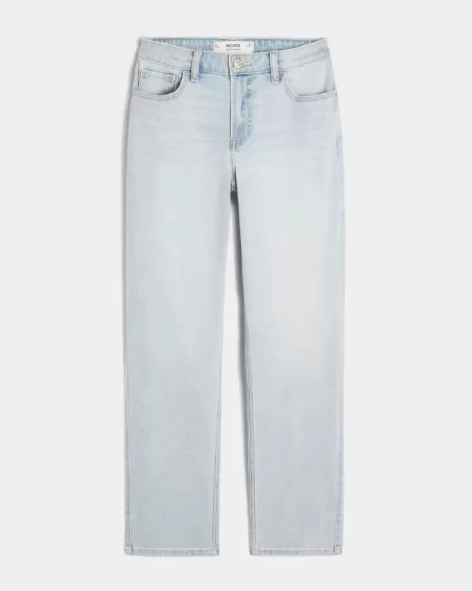 High-Rise Light Wash Straight Jeans