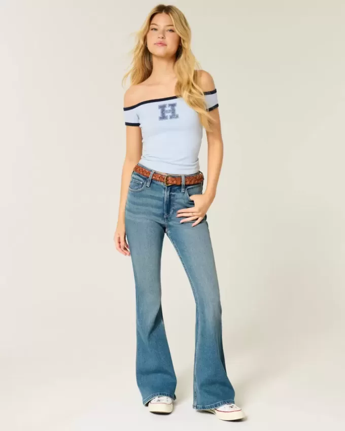 High-Rise Medium Wash Flare Jeans