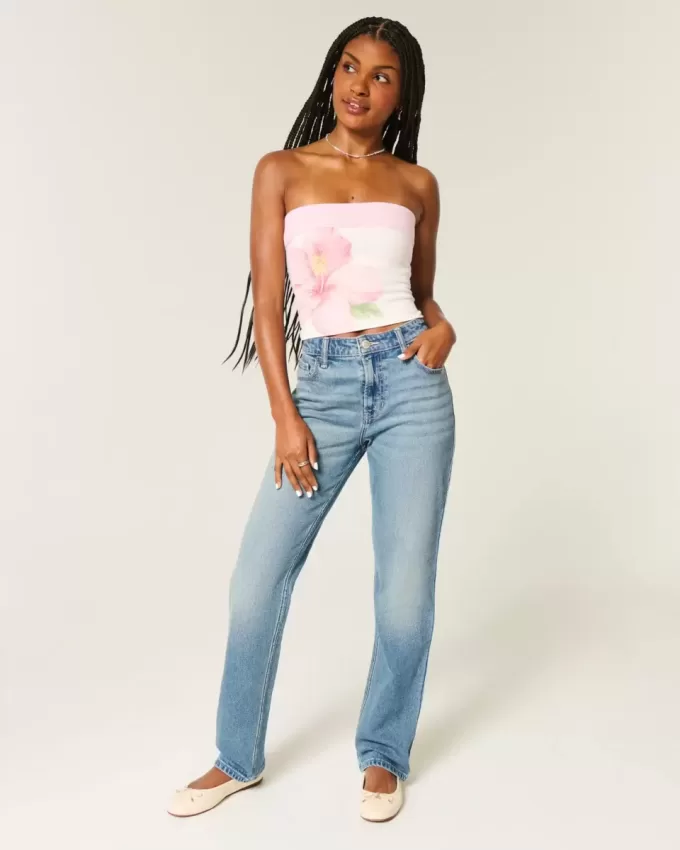 High-Rise Medium Wash Straight Jean