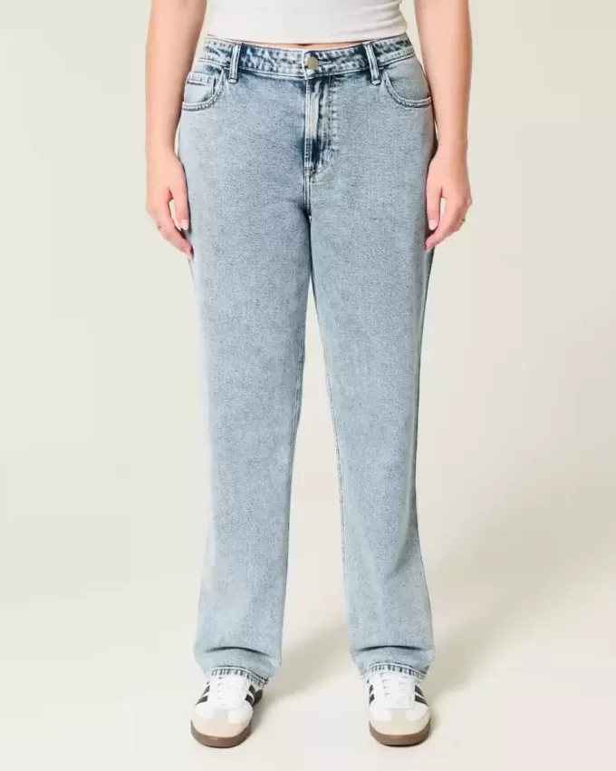 High-Rise Medium Wash Straight Jeans
