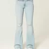 High-Rise Ripped Light Wash Flare Jeans